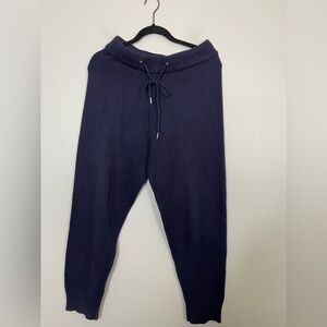 Zara Women's High Waist Navy Viscose Blend Knit Joggers Sz M Lounge Casual
